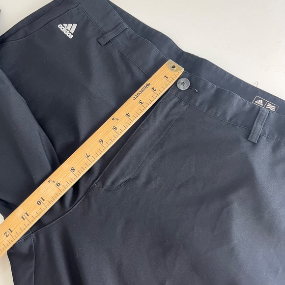 Adidas Solid Black 3 Stripe Performance Golf Pants Men 36 x 32 Polyester Stretch - Picture 8 of 10